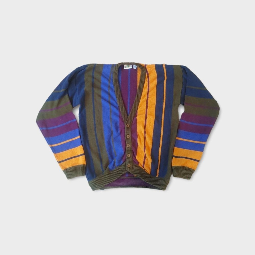 Vintage Grandpa Sweater Field Gear Coogi Style 5 Button Size LT